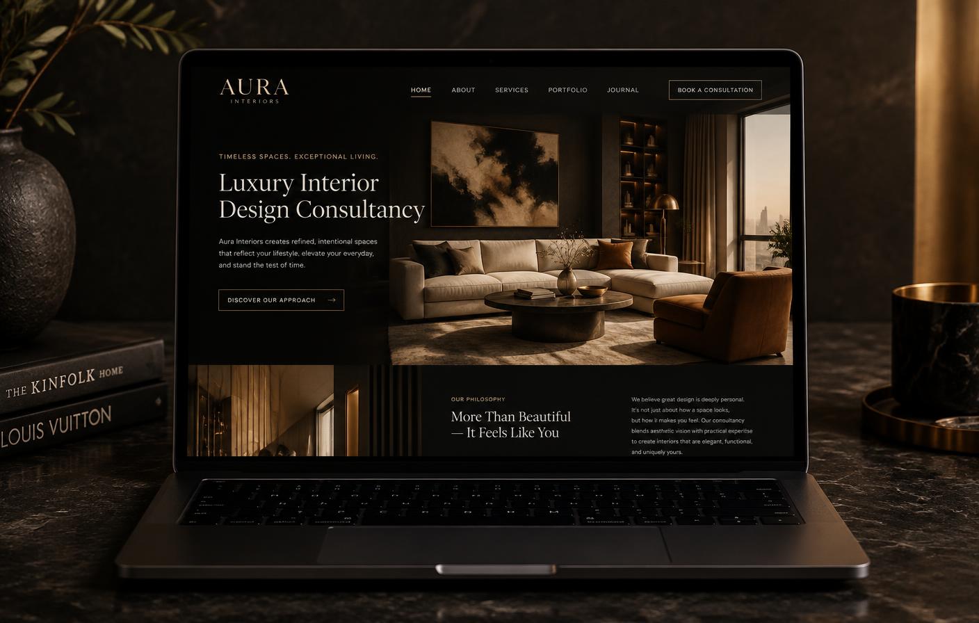 Concept website design for Aura Interiors